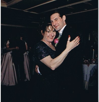 Dancing with Tony at his wedding.  March 2003